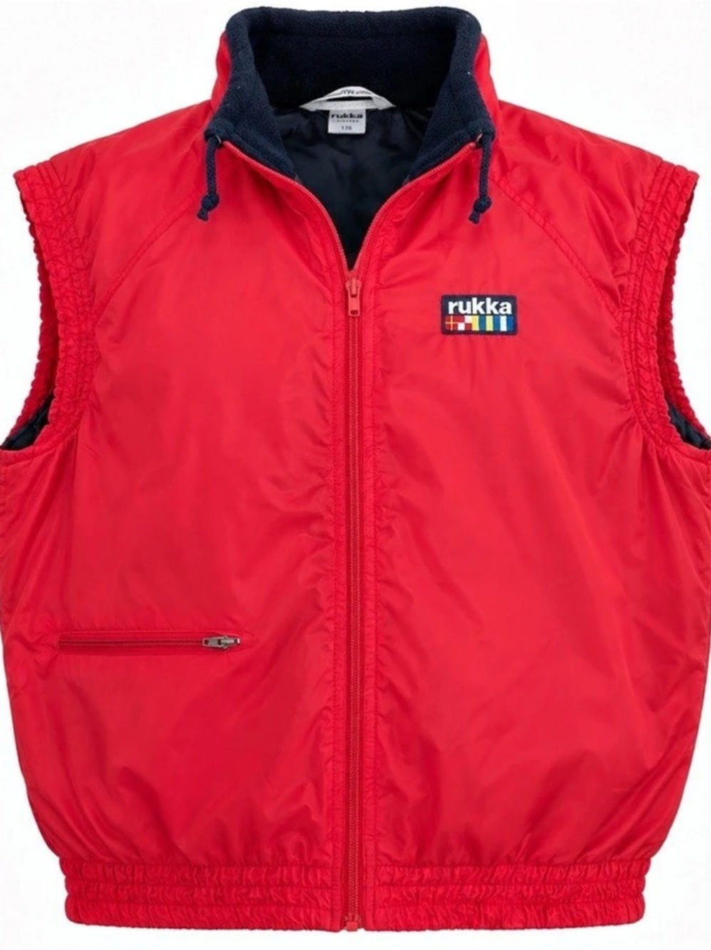 Vintage Rukka Red Nylon Vest Mens L 176 Retro Ski Outdoor Fleece Collar